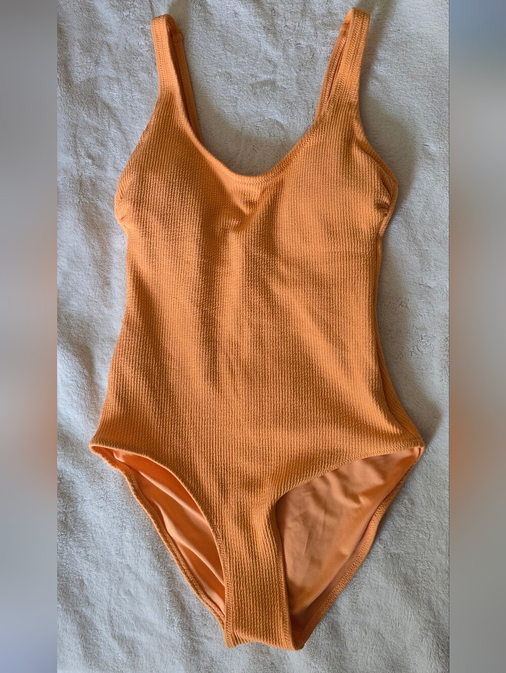 H&M Orange Ribbed One-Piece Bathing Suit